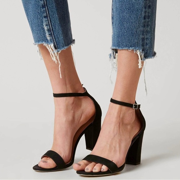 Madden Girl Shoes - New Madden Girl Beella Women’s Heeled Black Suede Sandals Shoes 6.5 Fancy Party